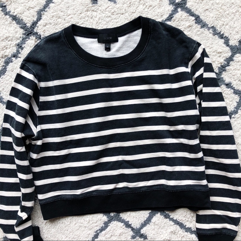 Jcrew Stripe Cropped Sweatshirt - Picture 2 of 3